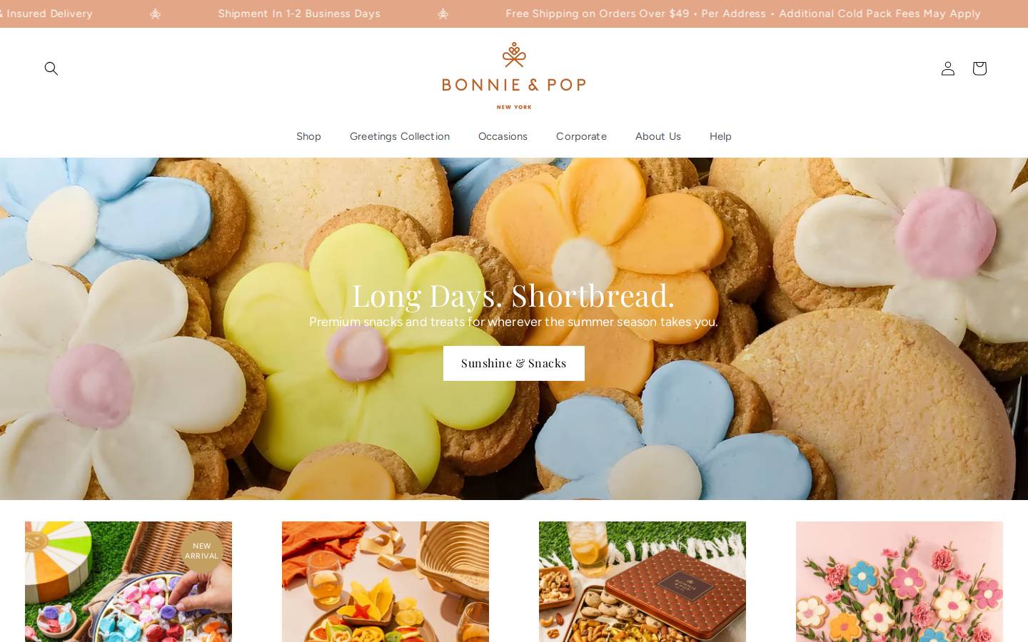 bonnieandpop.com homepage screenshot