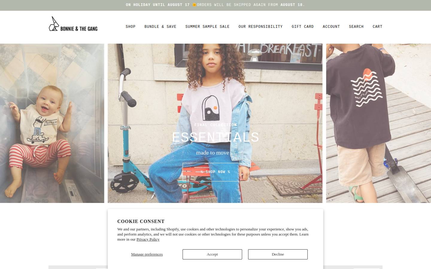 bonnieandthegang.com homepage screenshot