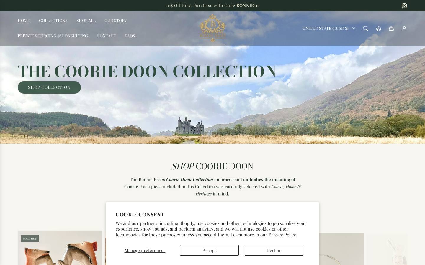 bonniebraes.com homepage screenshot