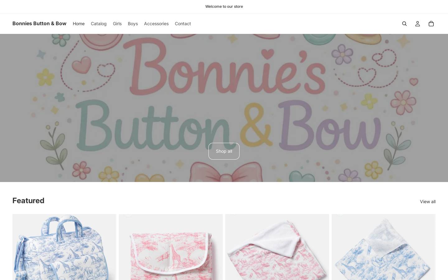 bonniesbuttonandbow.com homepage screenshot