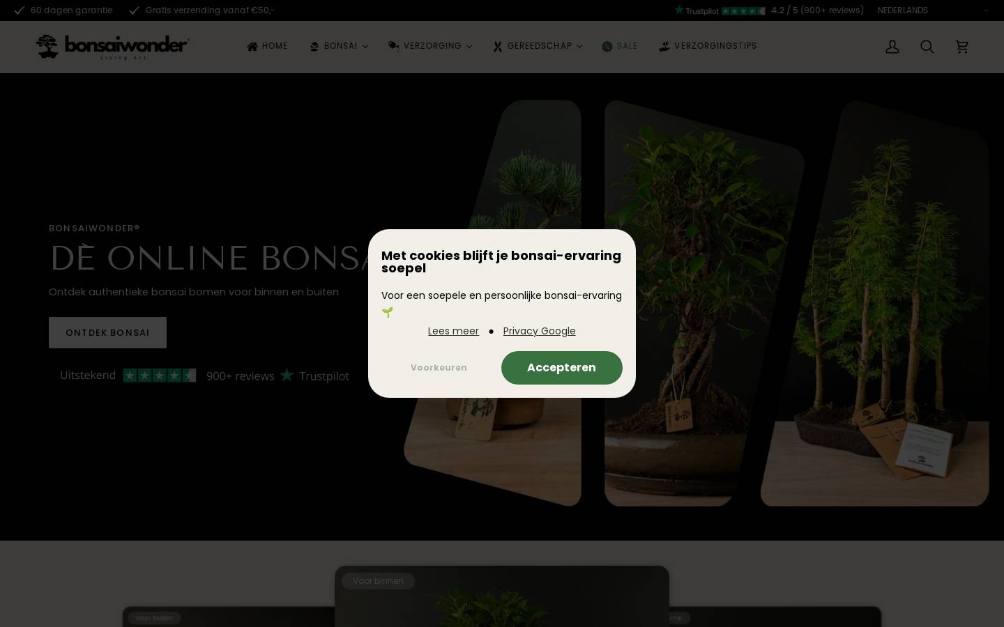 Bonsaiwonder homepage screenshot