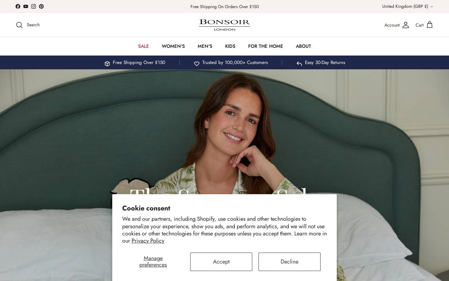 Bonsoir of London homepage screenshot