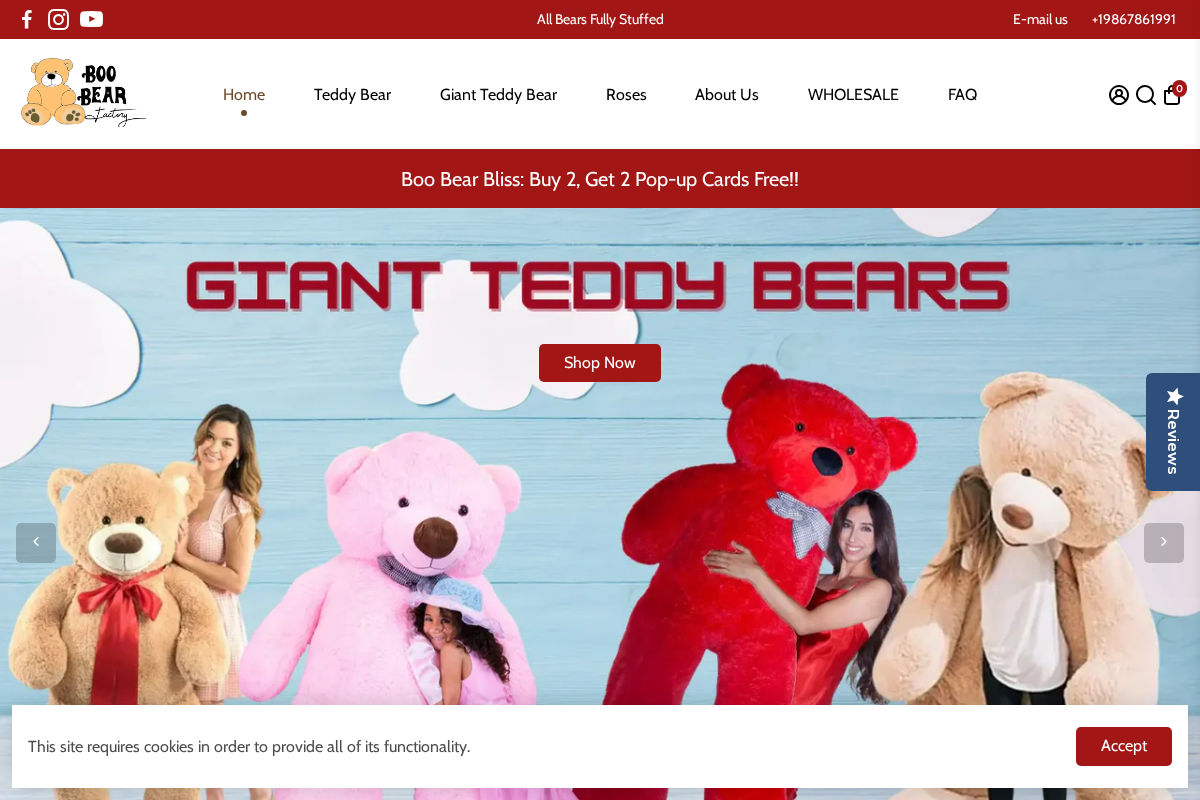 Boo Bear homepage screenshot