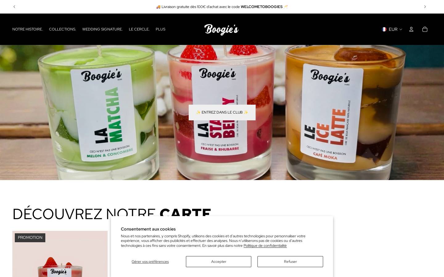 Boogiesparis homepage screenshot