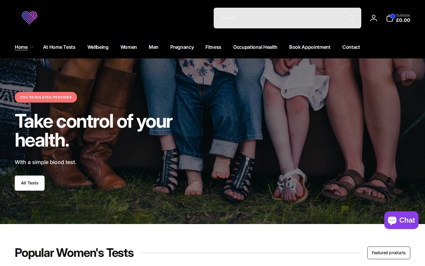 Bookabloodtest.com homepage screenshot