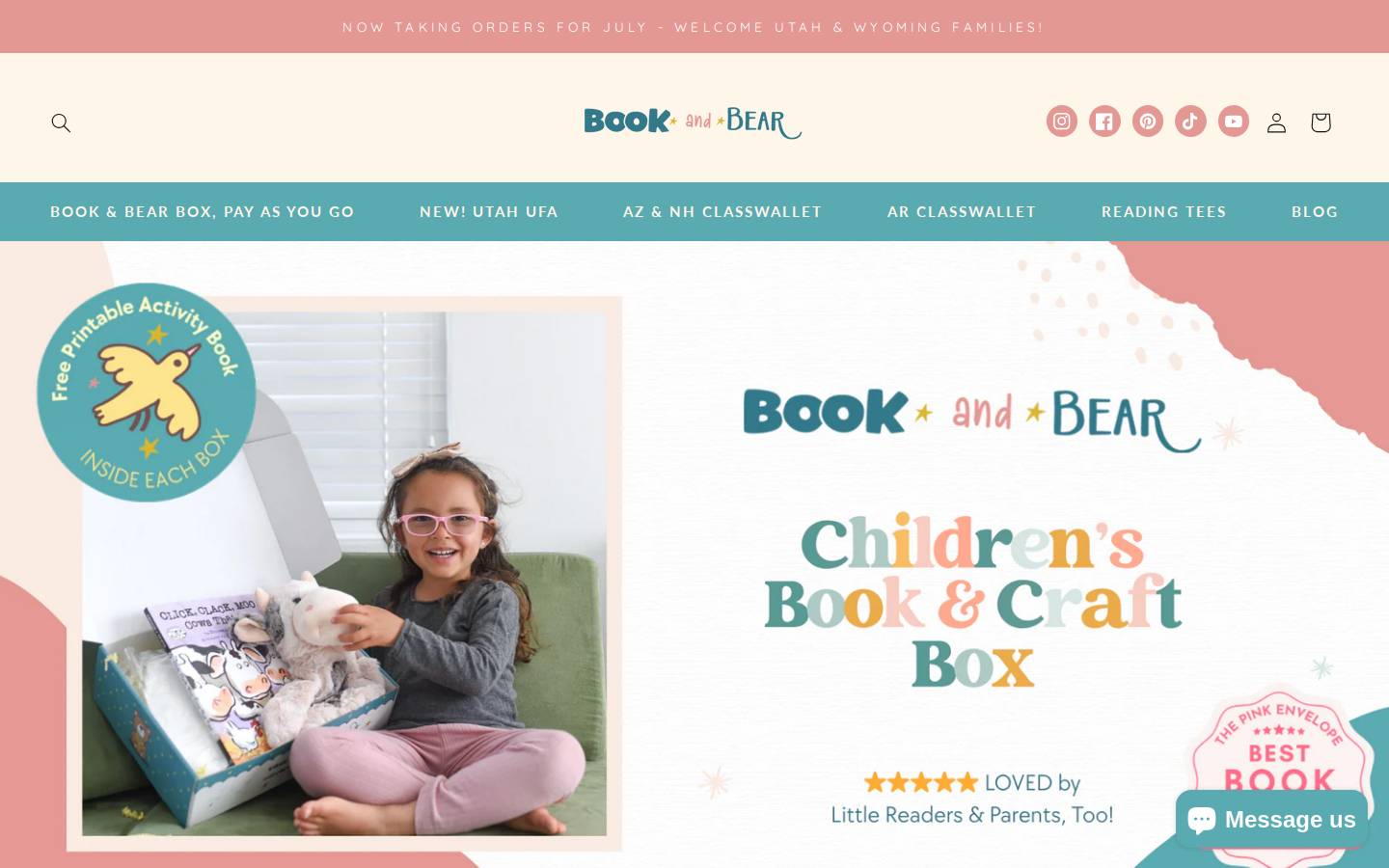 Bookandbear homepage screenshot
