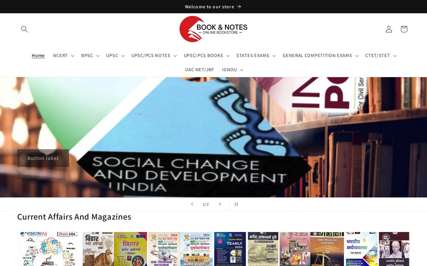 bookandnotes.com homepage screenshot