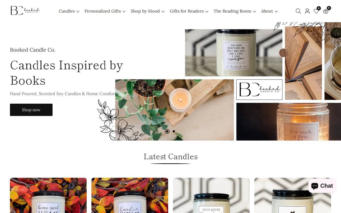 bookedcandleco.com homepage screenshot