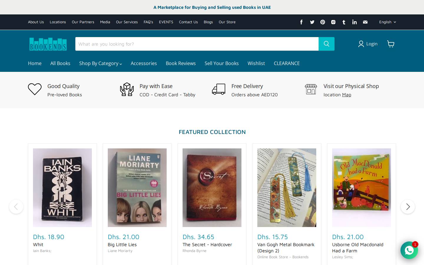 Bookends homepage screenshot