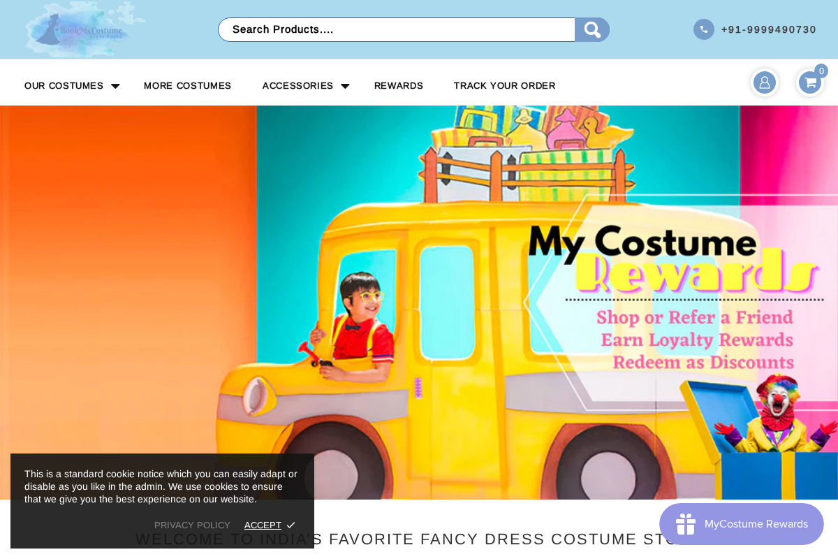BookMyCostume homepage screenshot