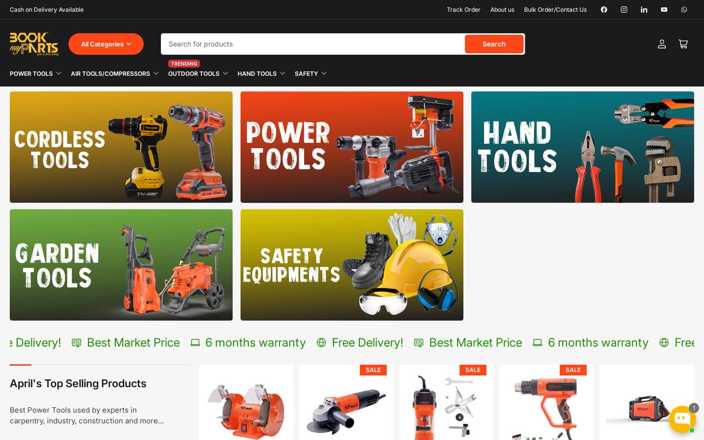 bookmyparts.com homepage screenshot