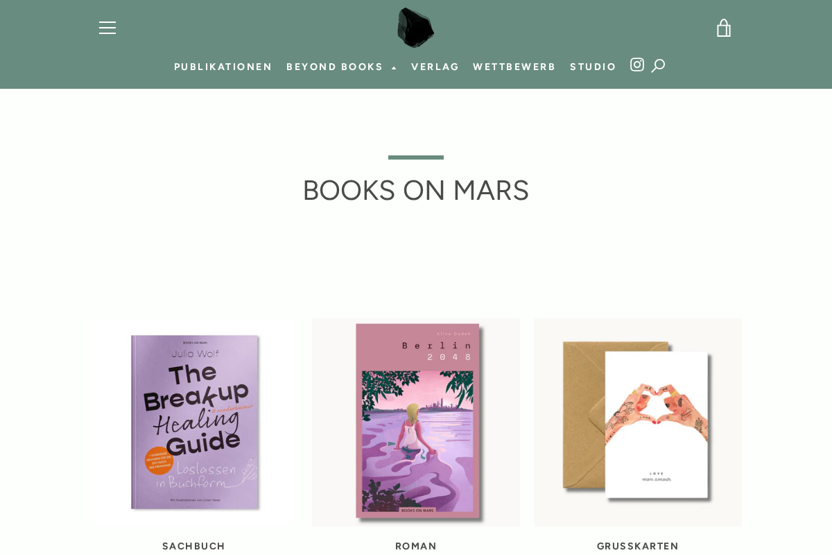 BOOKS ON MARS homepage screenshot
