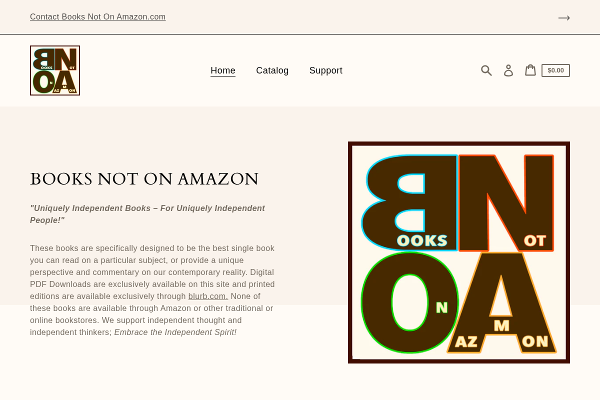 Booksnotonamazon homepage screenshot