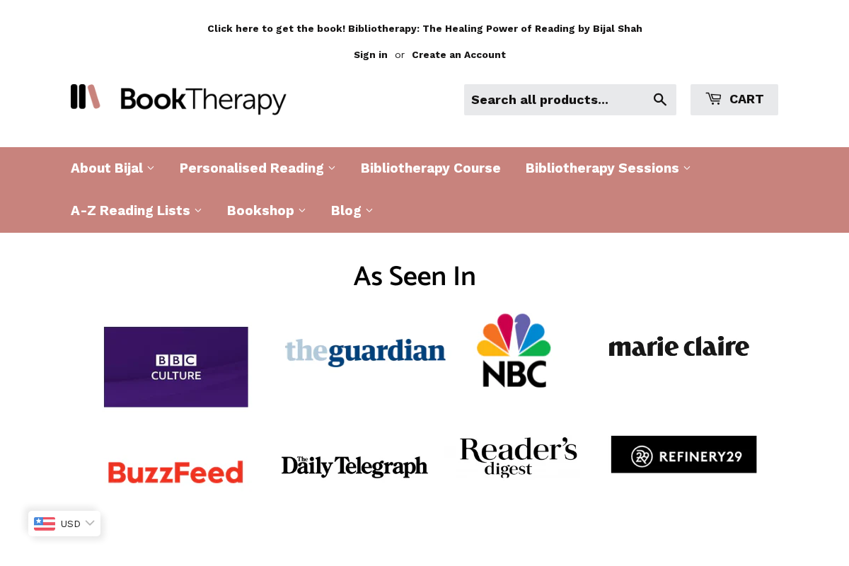 Book Therapy homepage screenshot