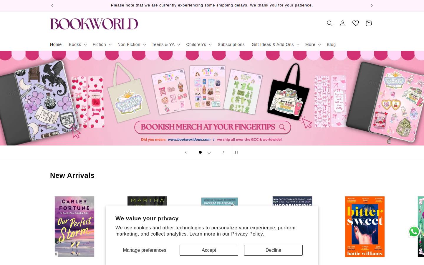 bookworlduae.com homepage screenshot