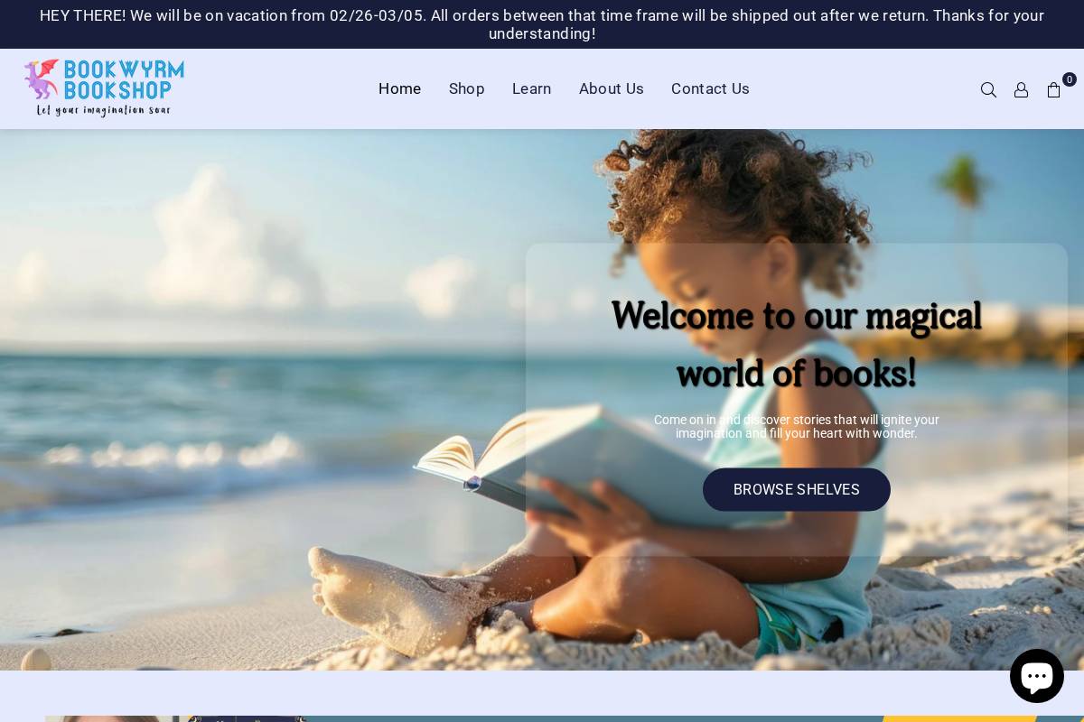 bookwyrmbookshop.com homepage screenshot