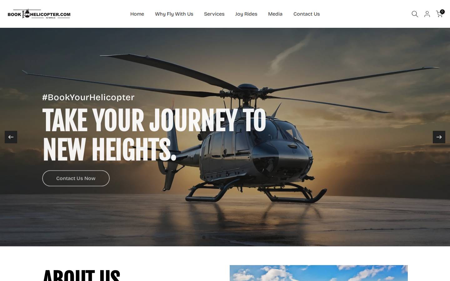 bookyourhelicopter.com homepage screenshot