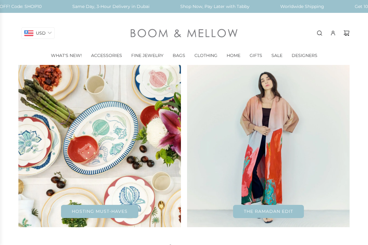 BOOM AND MELLOW homepage screenshot
