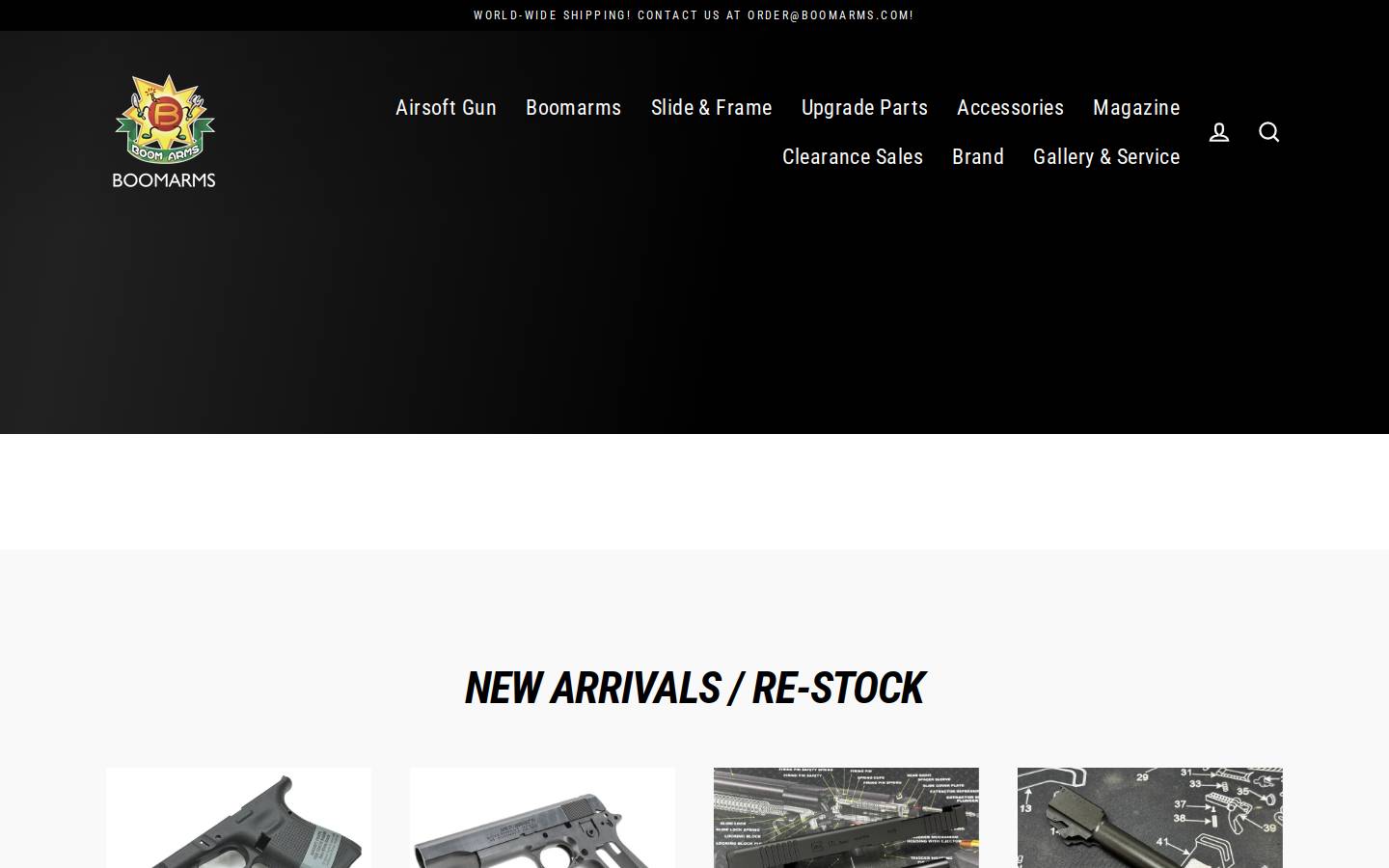 Boomarms homepage screenshot