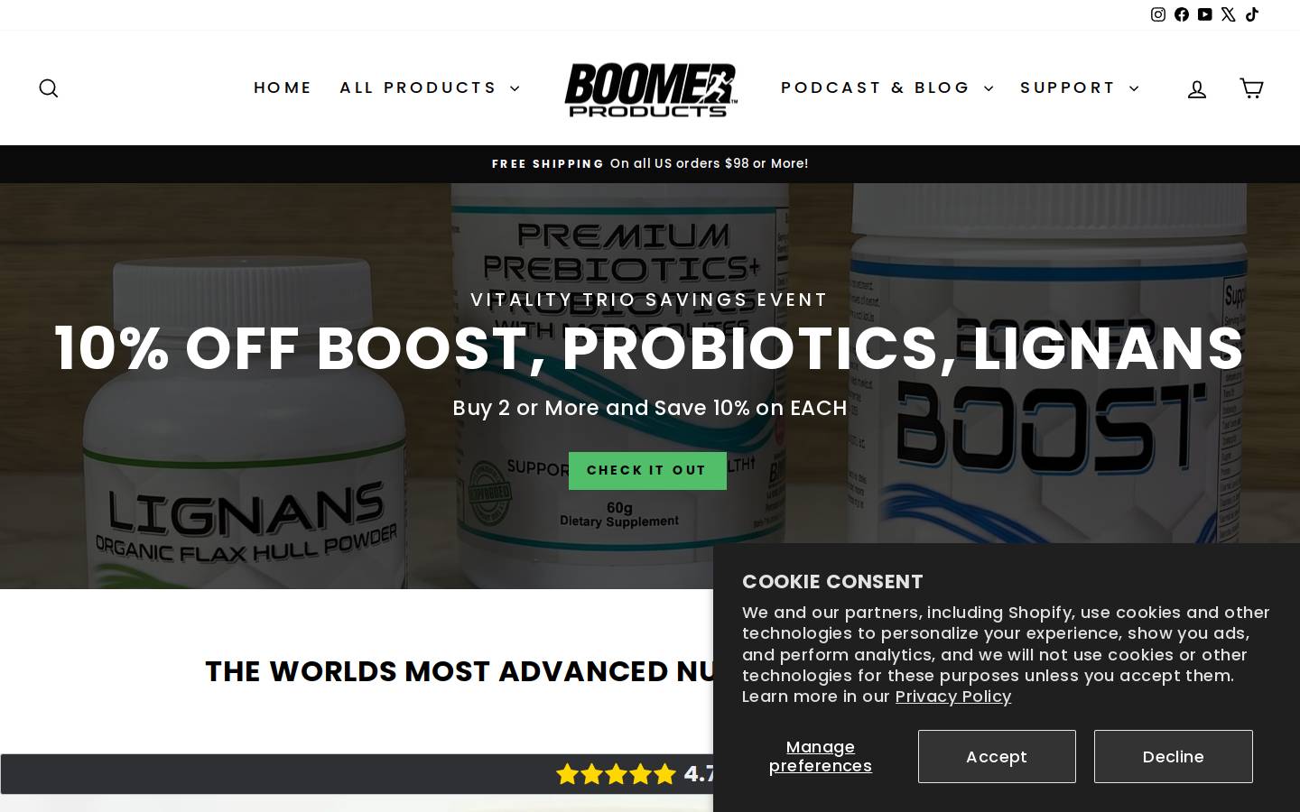Boomers Forever Young homepage screenshot