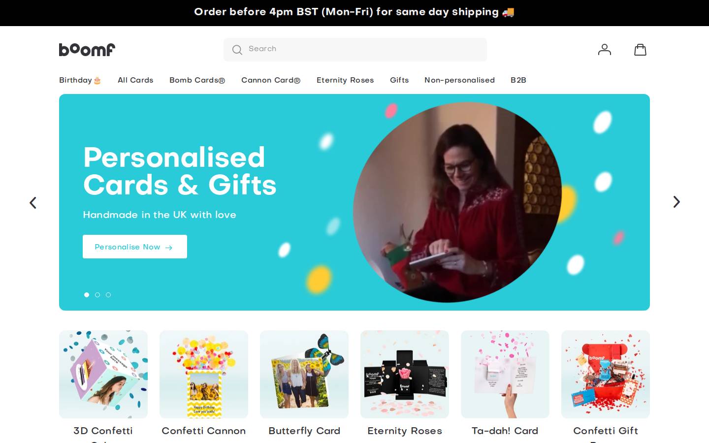 Boomf homepage screenshot