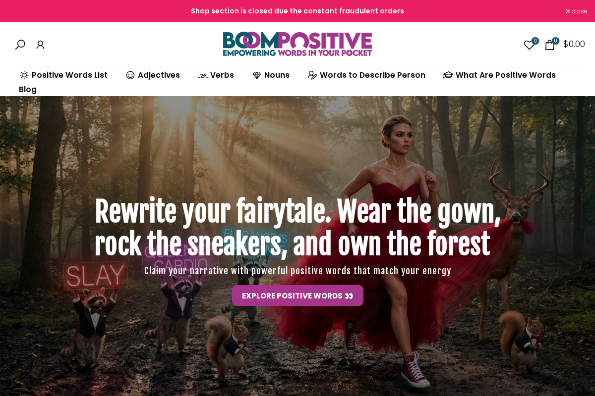 Boom Positive homepage screenshot