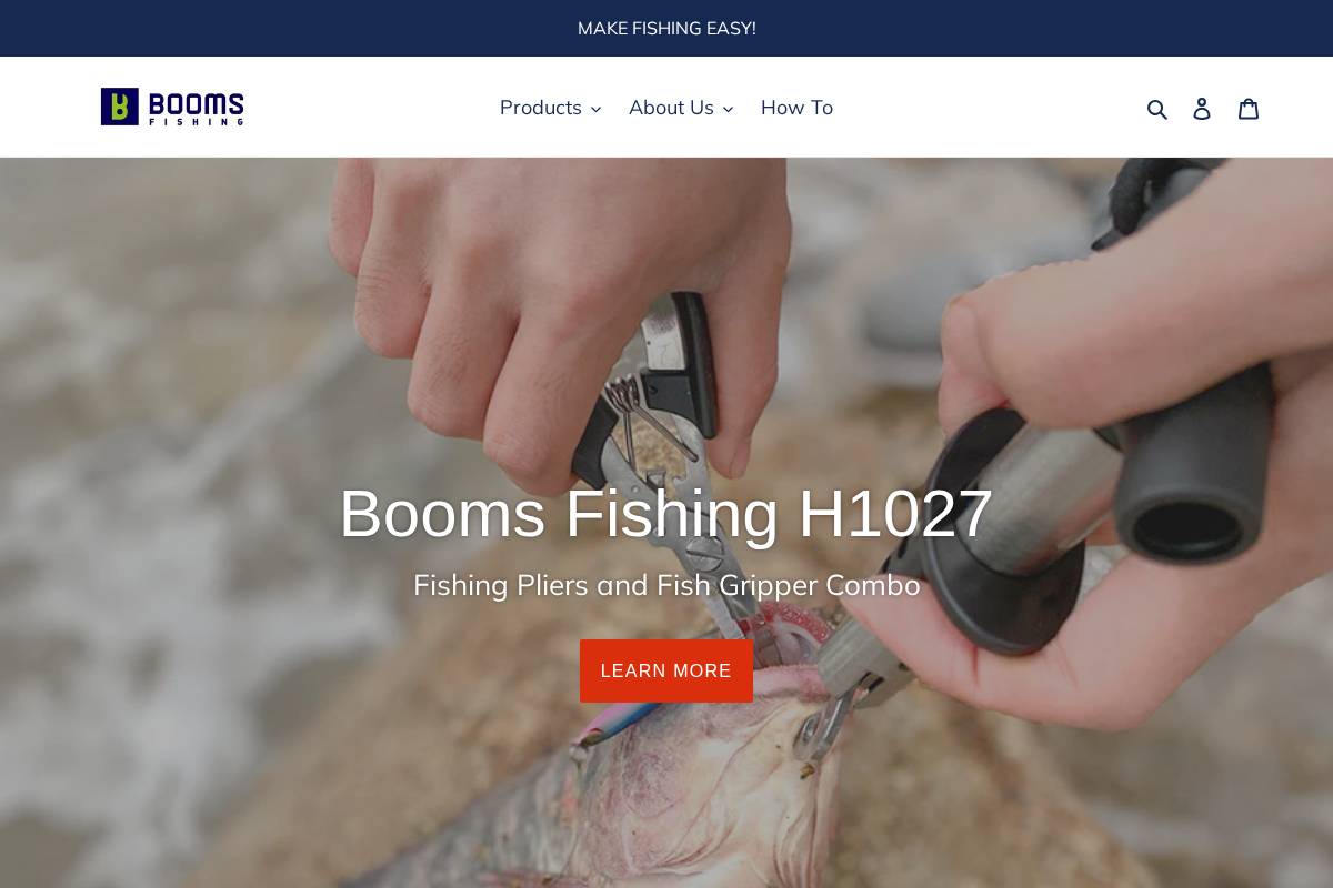 boomsfishing.com homepage screenshot