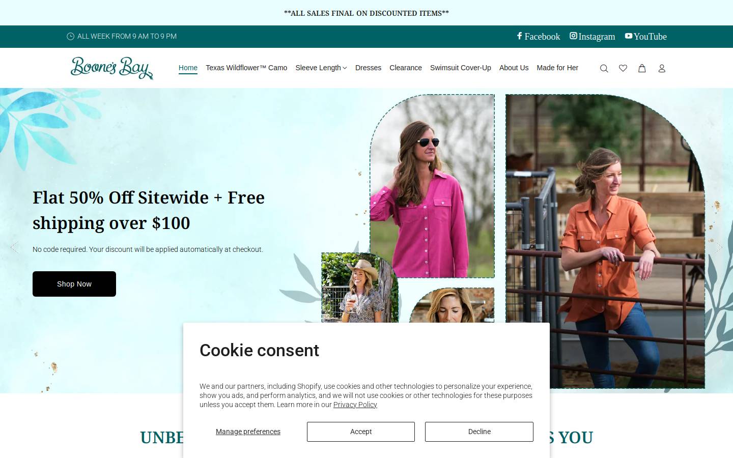 boonesbay.com homepage screenshot
