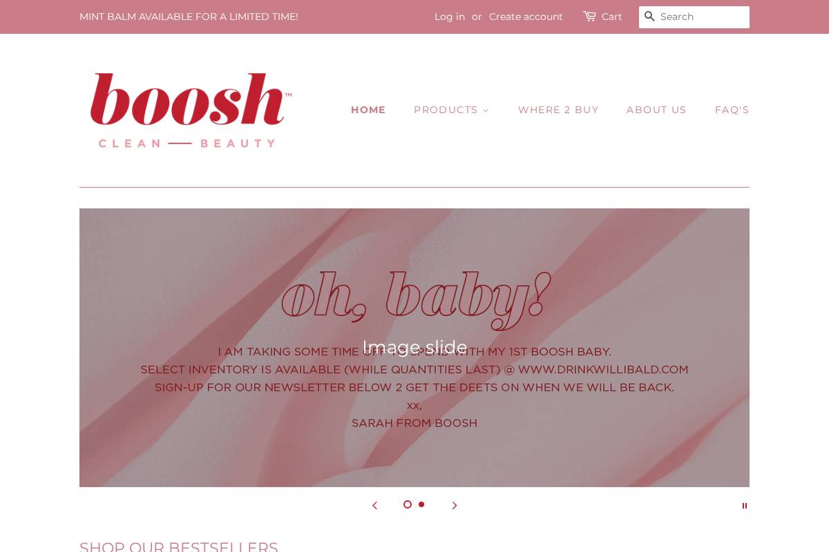 Boosh homepage screenshot