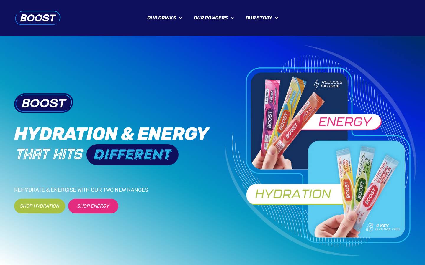 boostdrinks.com homepage screenshot