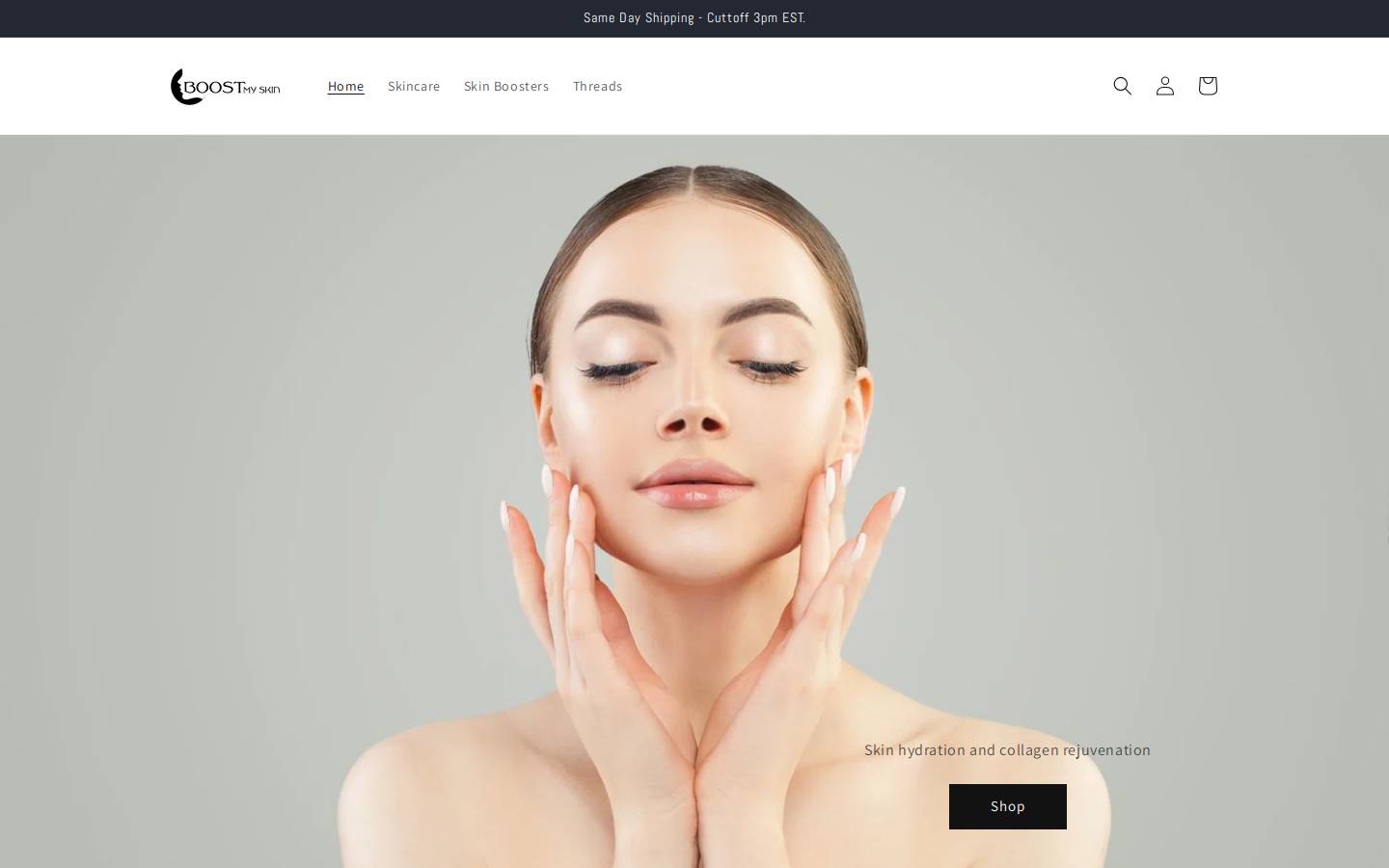 Boostmyskin homepage screenshot