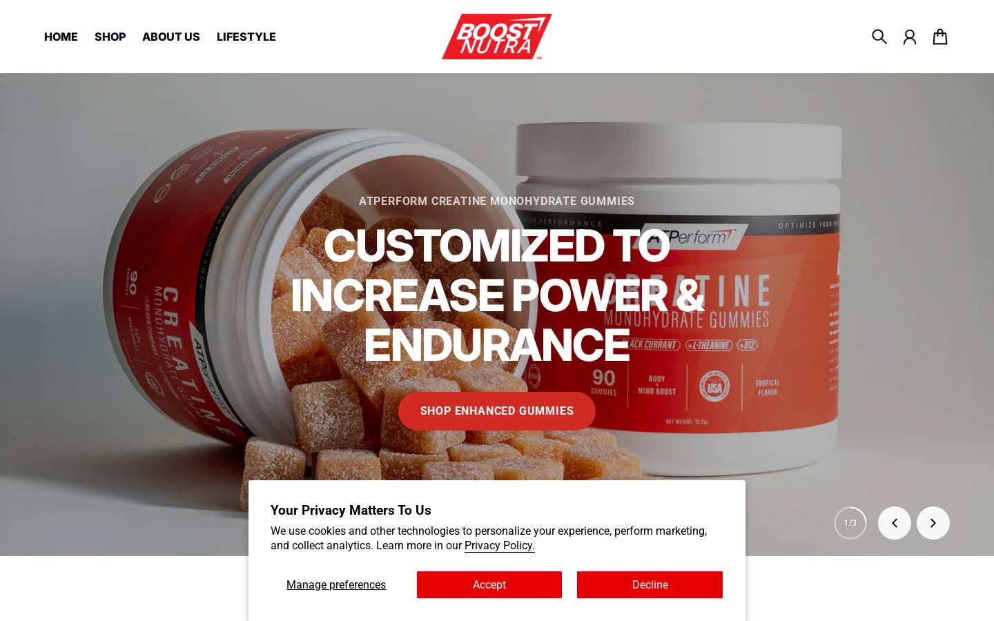 boostnutra.com homepage screenshot