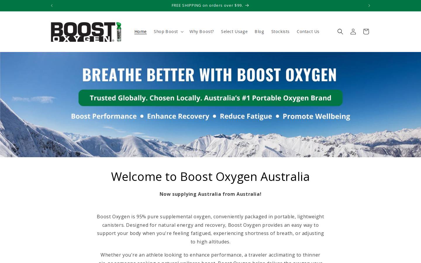 Boost Oxygen homepage screenshot