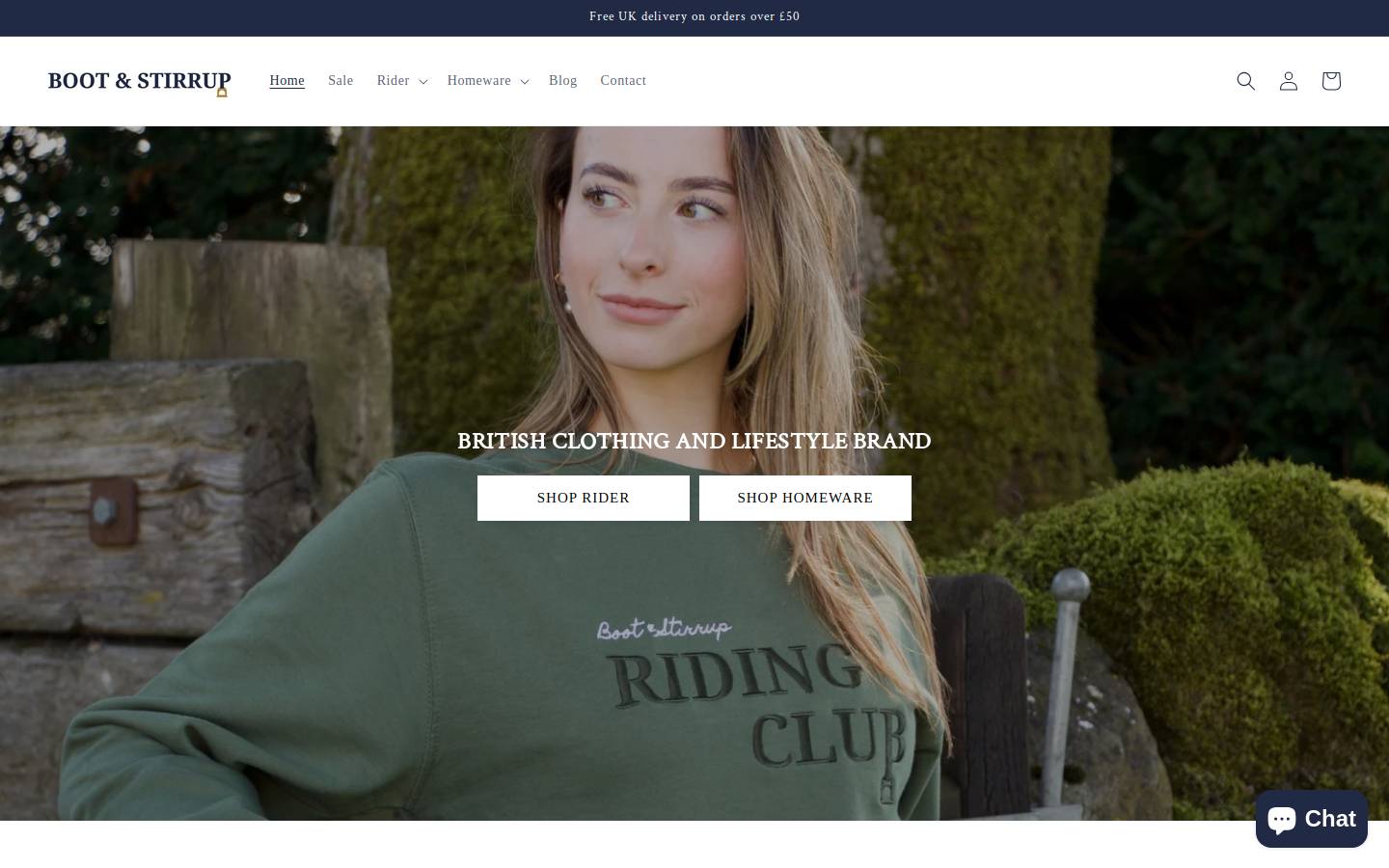 Boot & Stirrup homepage screenshot