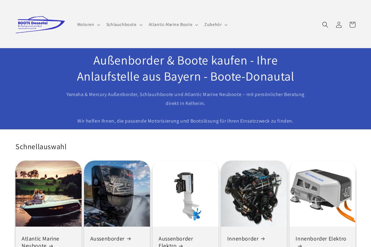 boote-donautal-shop.de homepage screenshot