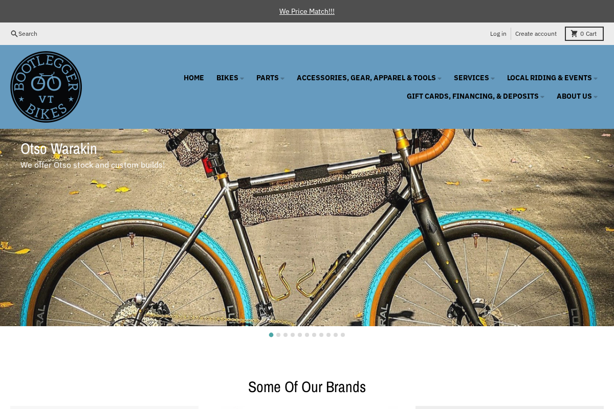 bootleggerbikes.com homepage screenshot
