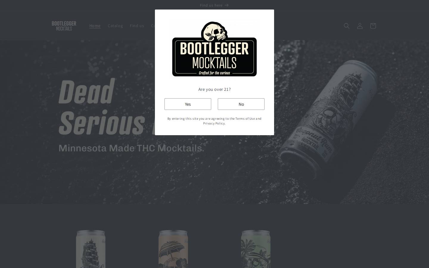 bootleggerdrinks.com homepage screenshot