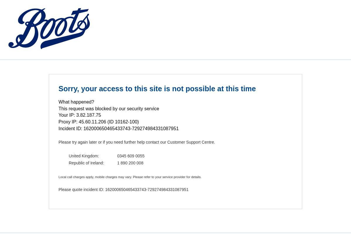 Boots homepage screenshot