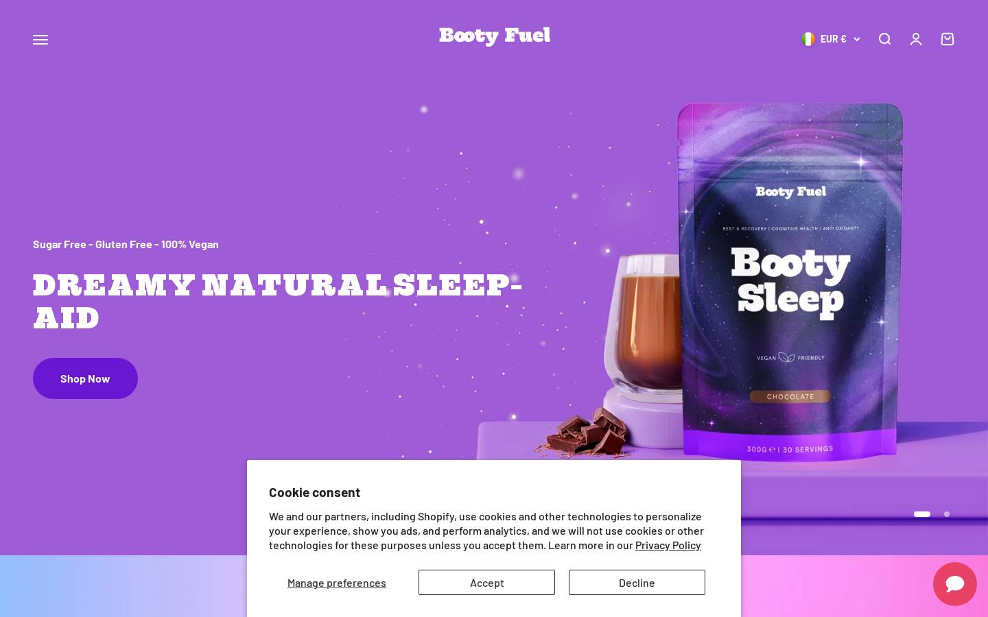 Booty Fuel homepage screenshot