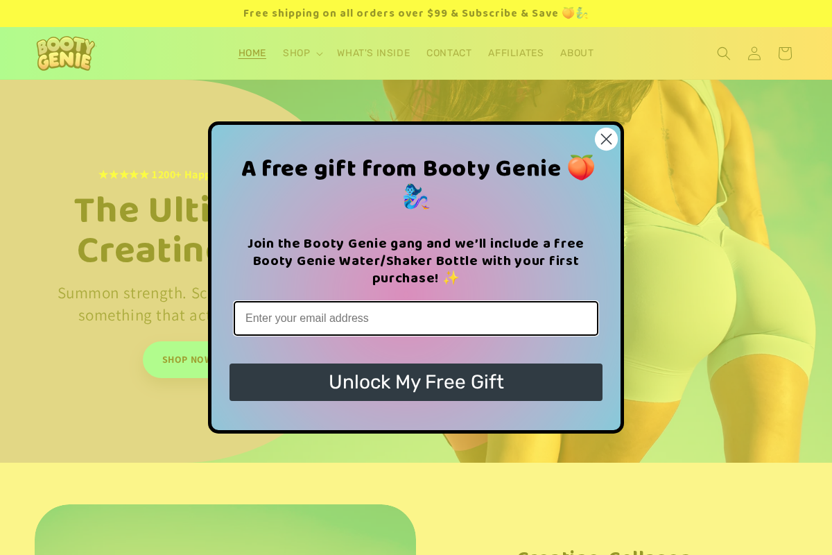 Booty Genie homepage screenshot