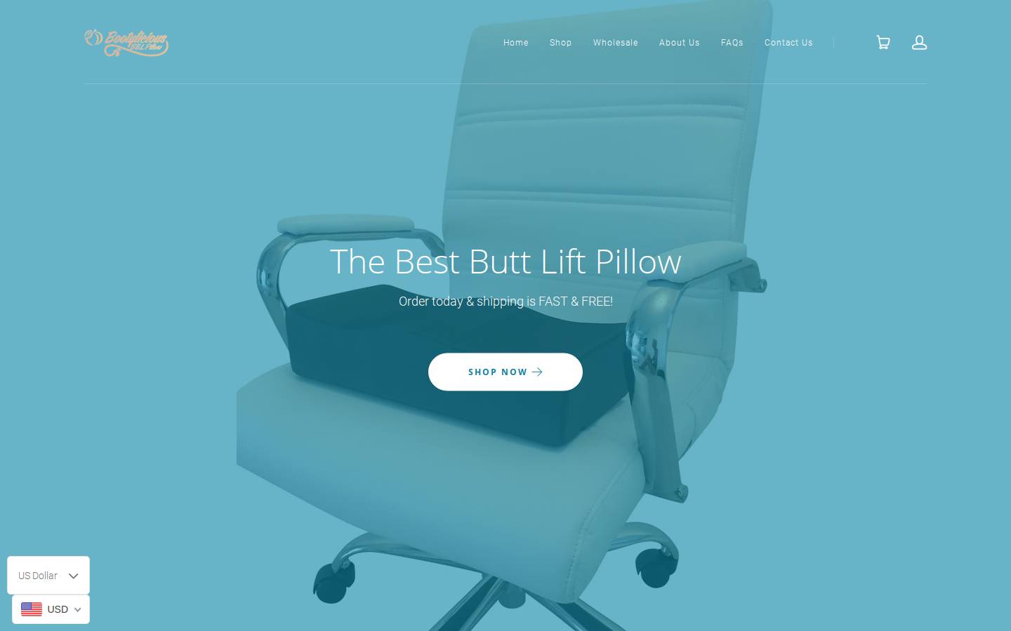 bootyliciousbblpillow.com homepage screenshot