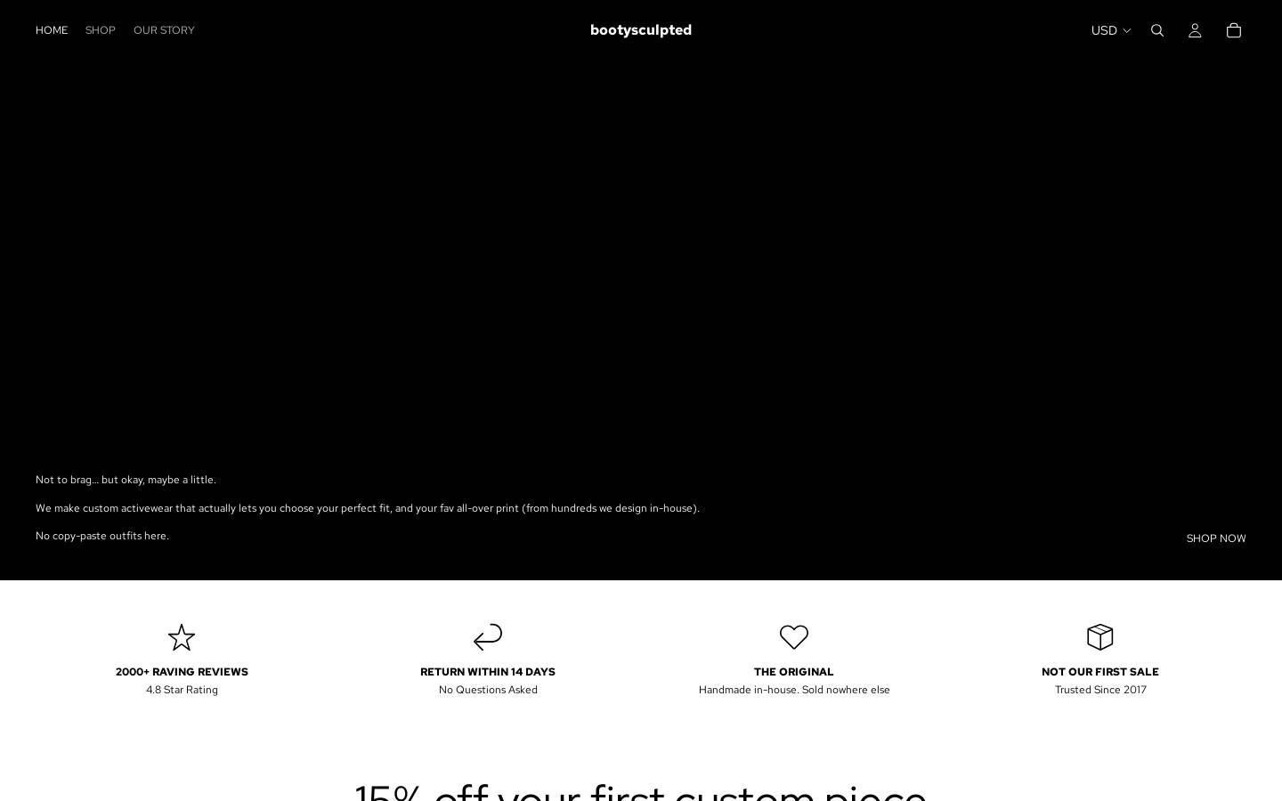 Bootysculpted homepage screenshot