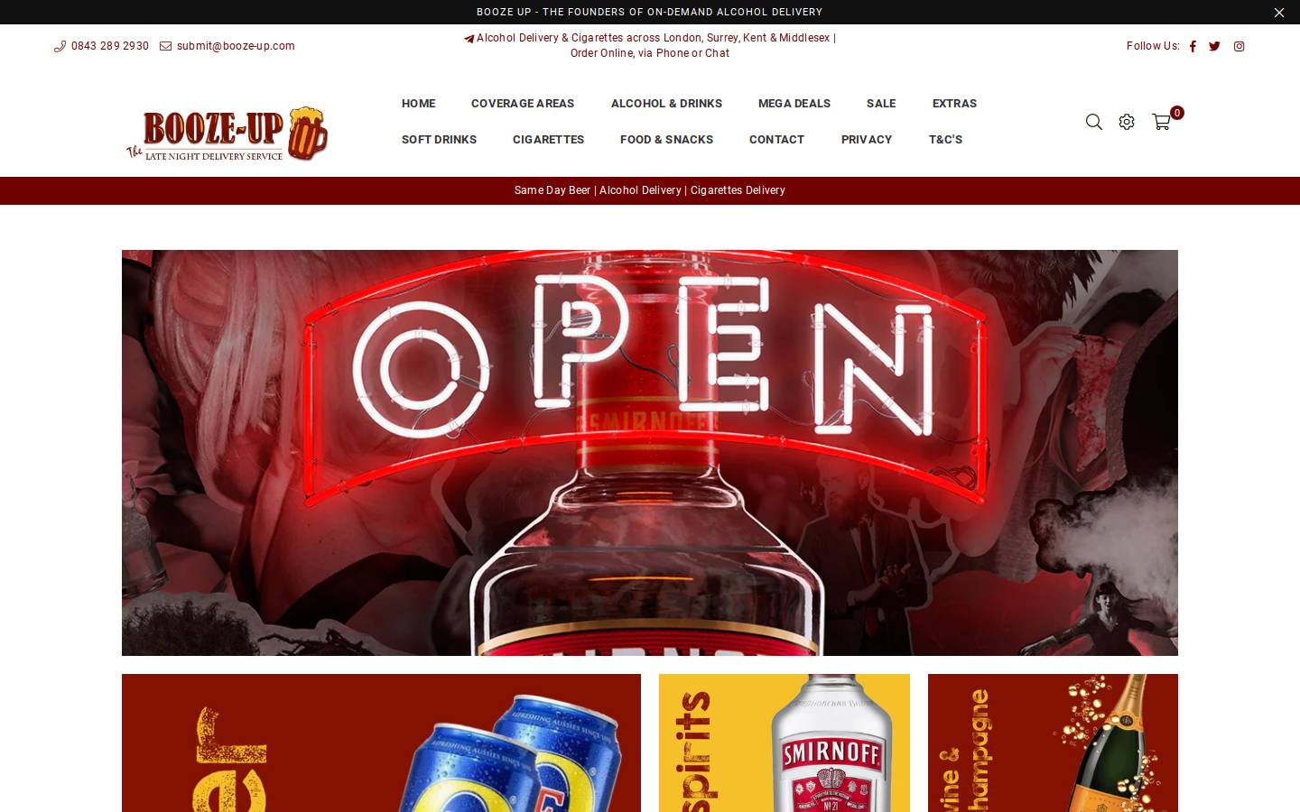 Booze Up homepage screenshot