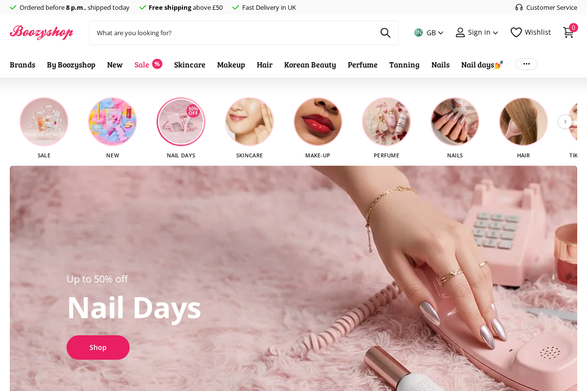 Boozyshop homepage screenshot