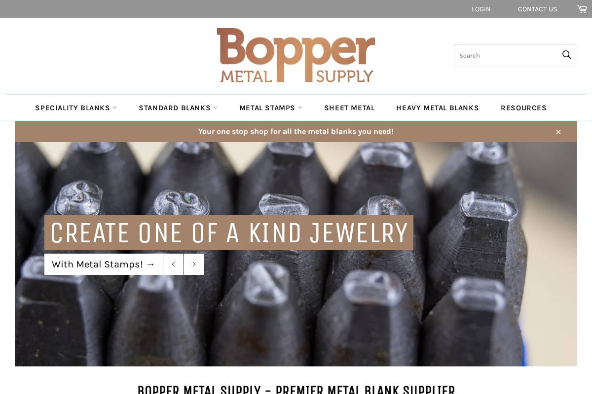Bopper Metal Supply homepage screenshot