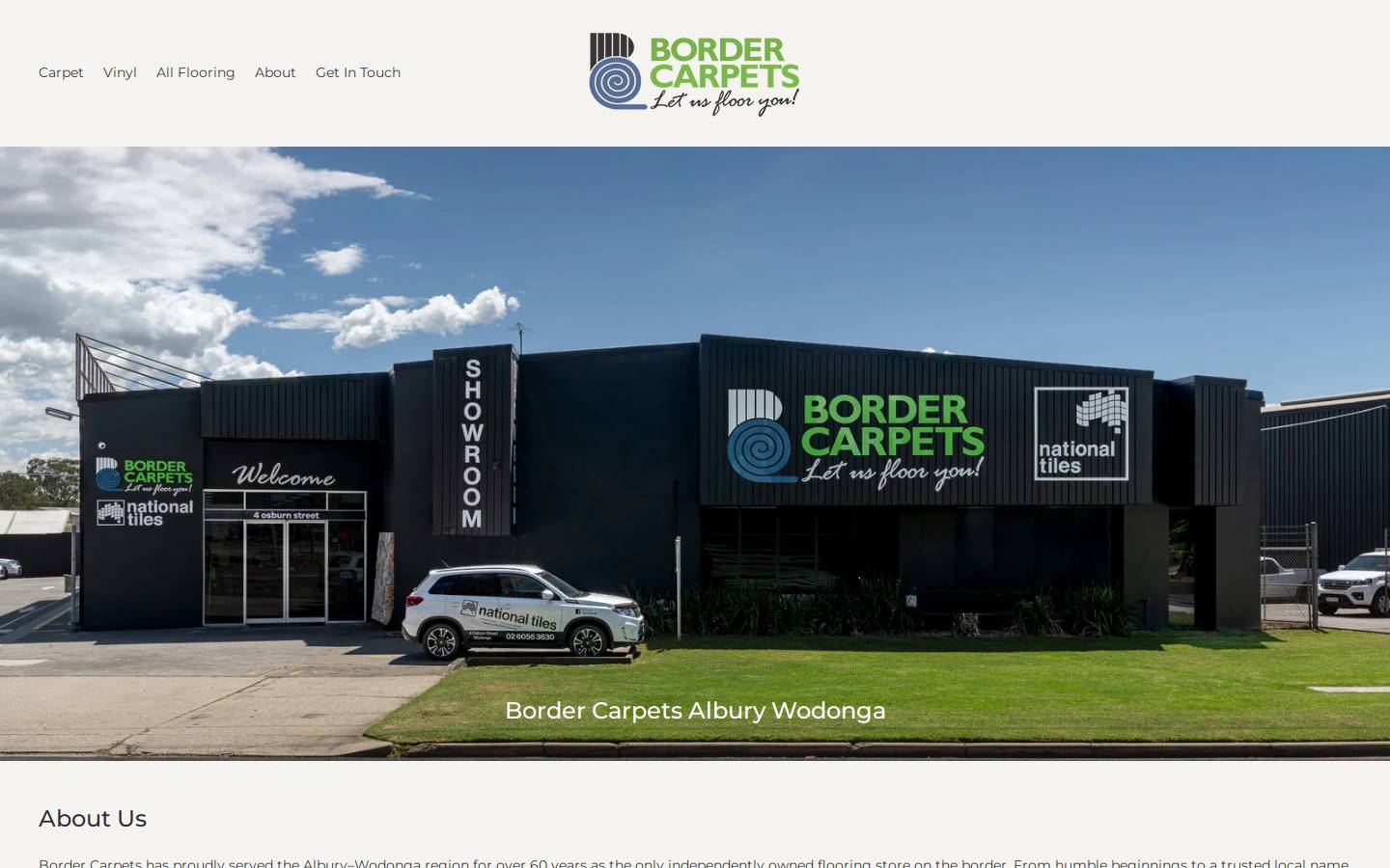 bordercarpets.com.au homepage screenshot