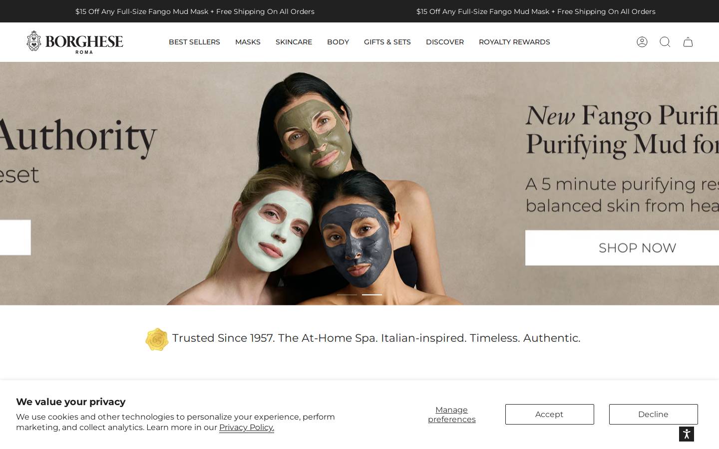 Borghese homepage screenshot