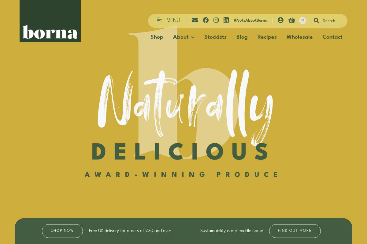 bornafoods.com homepage screenshot
