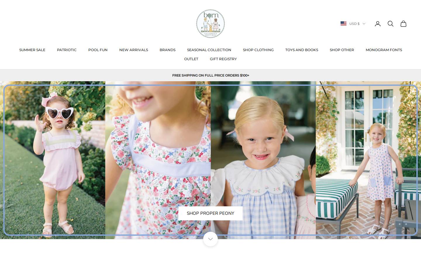 bornboutique.com homepage screenshot