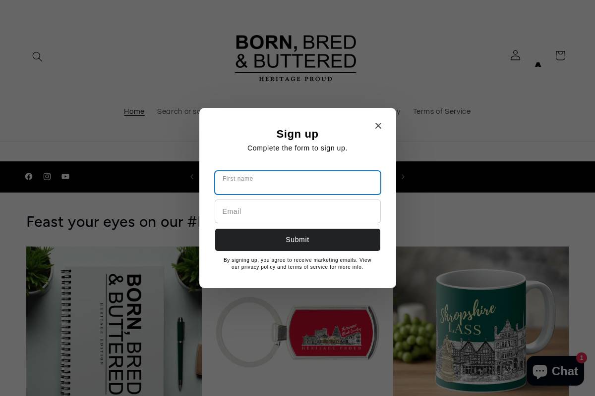 BORN BRED BUTTERED homepage screenshot